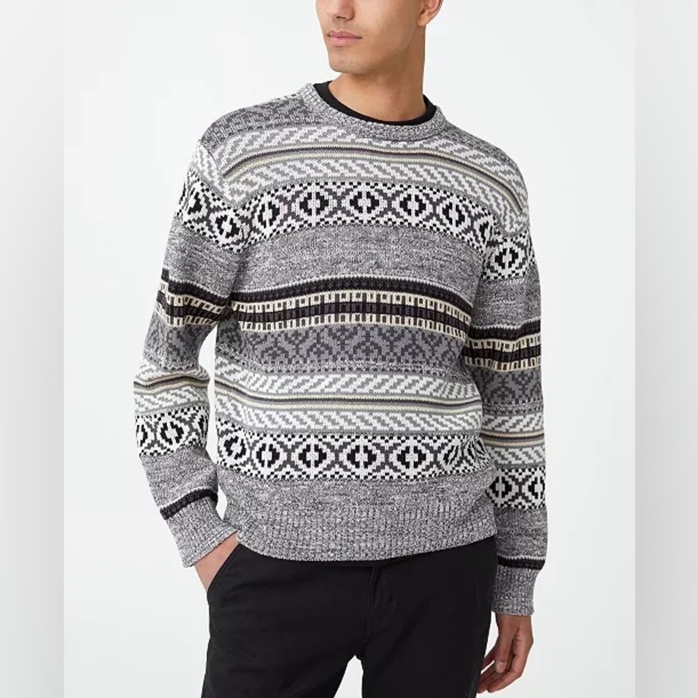 Cotton On Garments Geometric Black Gray Sweater Men’s Size XL